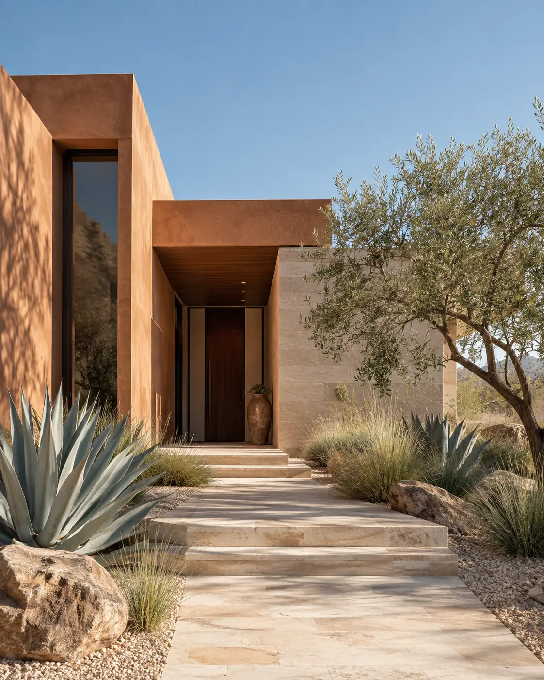 Desert-modern Arizona residence with terracotta walls and native landscaping