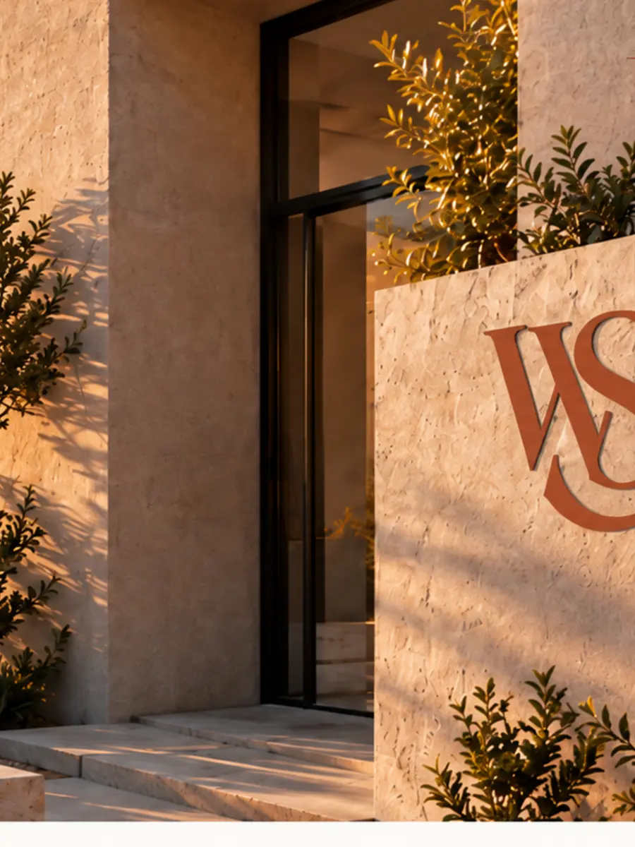 Wright Sterling architectural entry detail in warm Arizona light